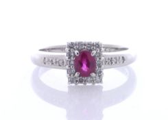 Platinum Ladies Dress Diamond And Ruby Ring (R0.57) 0.24 Carats