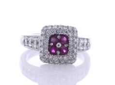 Platinum Ladies Dress Diamond And Ruby Ring (R0.41) 0.80 Carats