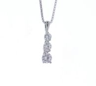 Platinum Three Stone Claw Set Diamond Pendant And Chain 0.50 Carats