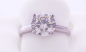 18ct White Gold Single Stone Prong Set Diamond Ring 2.67 Carats