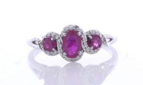 14ct White Gold Ladies Dress Diamond And Ruby Ring (R0.67) 0.15 Carats