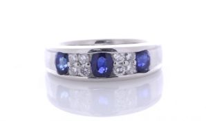 Platinum Semi Eternity Diamond And Sapphire Ring (S0.93) 0.24 Carats