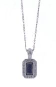 18ct White Gold Ladies Dress Diamond And Sapphire Pendant And Chain (S0.25) 0.40 Carats