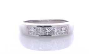 Platinum Channel Set Semi Eternity Diamond Ring 1.00 Carats