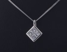Platinum Illusion Set Cluster Diamond Pendant 0.50 Carats