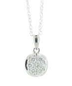 10ct White Gold Diamond Cluster Pendant And Chain 18