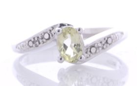 9ct White Gold Diamond And Lemon Quartz Ring (LQ0.50) 0.01 Carats