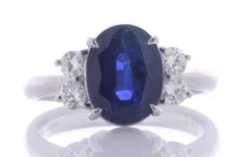 Platinum Oval Sapphire And Diamond Ring (S4.20) 0.36 Carats