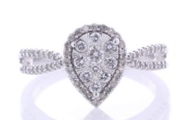 9ct White Gold Pear Shaped Cluster Diamond Ring 0.50 Carats