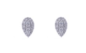 9ct White Gold Pear Shaped Cluster Diamond Stud Earring 0.40 Carats
