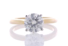 18ct Yellow Gold Single Stone Prong Set Diamond Ring 1.58 Carats