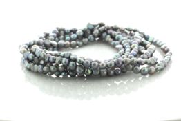 64 Inch Baroque Shaped Grey 5.0 - 6.0mm Pearl Necklace