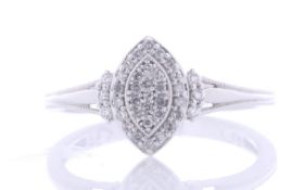 9ct White Gold Marquise Cluster Diamond Ring 0.20 Carats