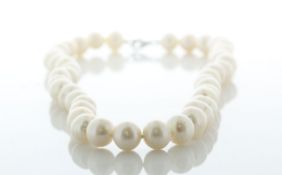 18 inch Round Freshwater Cultured 9.5 - 10.5mm Pearl Necklace With Silver Clasp