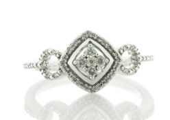 9ct White Gold Cluster With Halo And Shoulders Ring 0.17 Carats