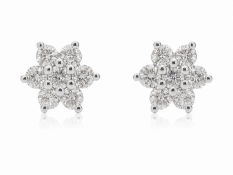 9ct White Gold  Diamond Flower Earring 0.45 Carats