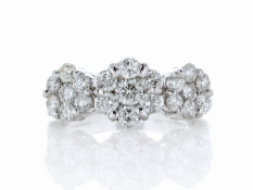 18ct White Gold  Flower Cluster Diamond Ring 1.50 Carats