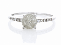 18ct White Gold Single Stone Prong Set With Stone Set Shoulders Diamond Ring (0.94) 1.04 Carats