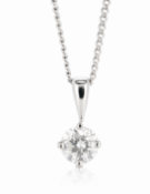 18ct White Gold Single Stone Prong Set Diamond Pendant And Chain 0.51 Carats