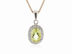 9ct Yellow Gold Diamond And Lemon Quartz Pendant (LQ0.75) 0.11 Carats