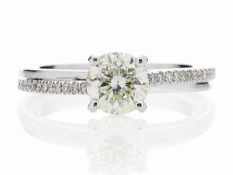 18ct White Gold Single Stone Claw Set With Stone Set Shoulders Diamond Ring (1.01) 1.11 Carats