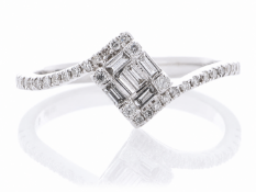 14ct White Gold Twist Top Cluster Diamond Ring 0.30 Carats