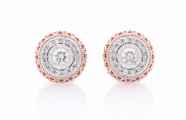 9ct Rose Gold Diamond Halo Earrings 0.45 Carats