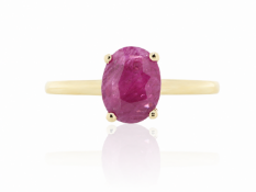 9ct Yellow Gold Oval Cut Ruby Ring 1.24 Carats