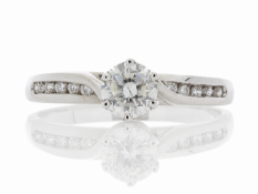 18ct White Gold Single Stone Diamond Ring With Stone Set shoulders (0.51) 0.61 Carats