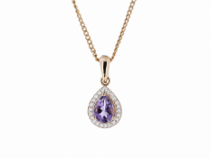9ct Rose Gold Amethyst And Diamond Pendant (A0.61) 0.11 Carats