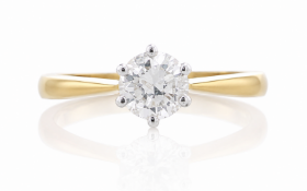 18ct Yellow Gold Single Stone Six Claw Set Diamond Ring 0.79 Carats