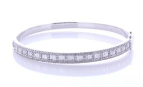 18ct White Gold Channel Set Semi Eternity Diamond Bangle 2.80 Carats