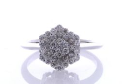 18ct White Gold Flower Cluster Diamond Ring 0.50 Carats