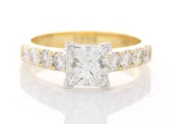 18ct Yellow Gold Single Stone Princess Cut Diamond Ring (1.00) 1.60 Carats