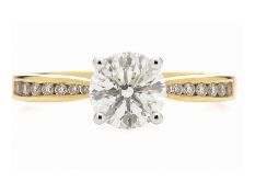 18ct Yellow Gold Diamond Ring With Stone Set Shoulders 1.28 Carats