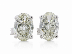 18ct White Gold Single Stone Oval Cut Diamond Earring 2.55 Carats