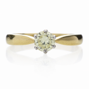 18ct Single Stone Fancy Yellow Diamond Ring 0.56 Carats