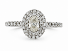18ct White Gold Oval Cut Diamond Ring (0.34) 0.71 Carats