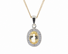 9ct Yellow Gold Diamond And Citrine Pendant (C 0.75) 0.11 Carats