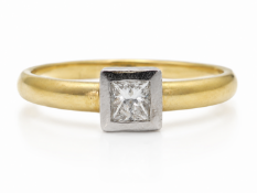 18ct Princess Cut Rub Over Diamond Ring 0.45 Carats