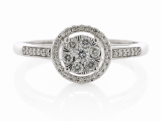 9ct White Gold Round Cluster Diamond Ring 0.25 Carats