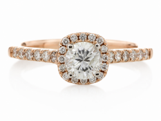 18ct Rose Gold Halo Set Ring 0.74 Carats