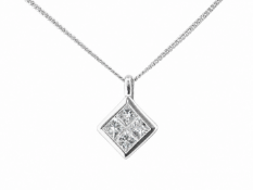 Platinum Illusion Set Cluster Diamond Pendant 0.50 Carats