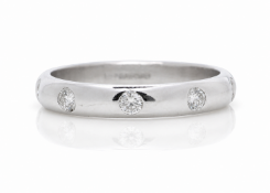 18ct White Gold Rub Over Set Wedding Band Ring 0.25 Carats