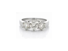 18ct White Gold Three Stone Claw Set Diamond Ring 1.52 Carats