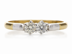 18ct Two Stone Claw Set Diamond Ring 0.33 Carats