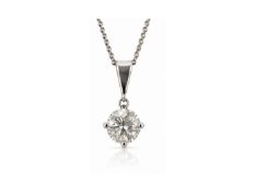 18ct White Gold Diamond Pendant 0.70 Carats