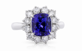 Platinum Tanzanite And Diamond Cluster Ring (T3.21) 1.21 Carats