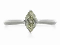 18ct White Gold Single Stone Marquise Cut Diamond Ring (0.52) 0.56 Carats