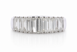 18ct White Gold Semi Eternity Baguette Cut Diamond Ring 1.08 Carats